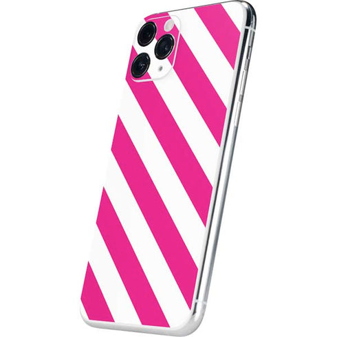 Pink and White Geometric Stripes iPhone 11 Pro Skin